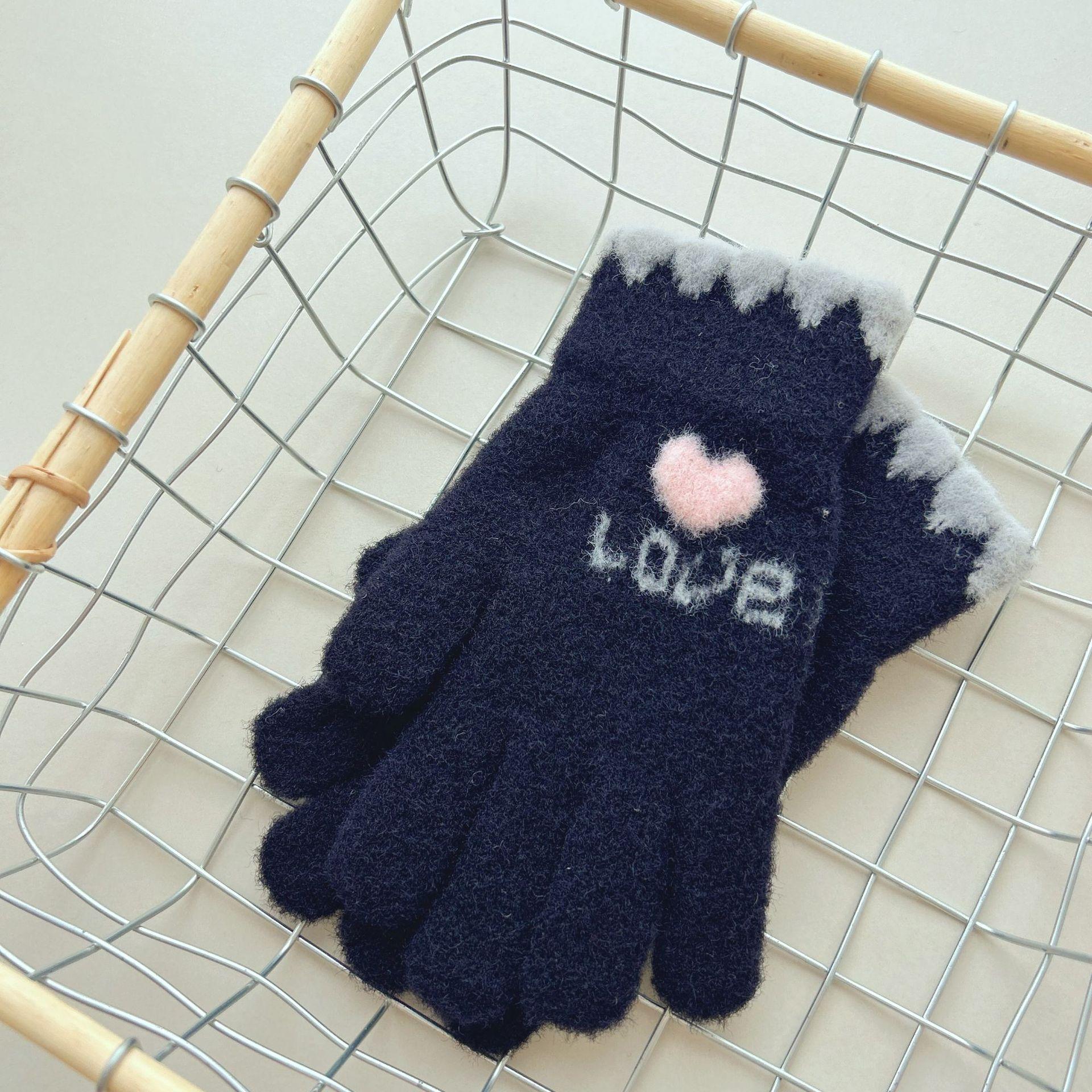 Gloves Women s Winter Fleece-lined Thickened Warm Knitted Women s Riding Cold-proof Driving Frost-proof Touch Screen Winter All yards чёрный