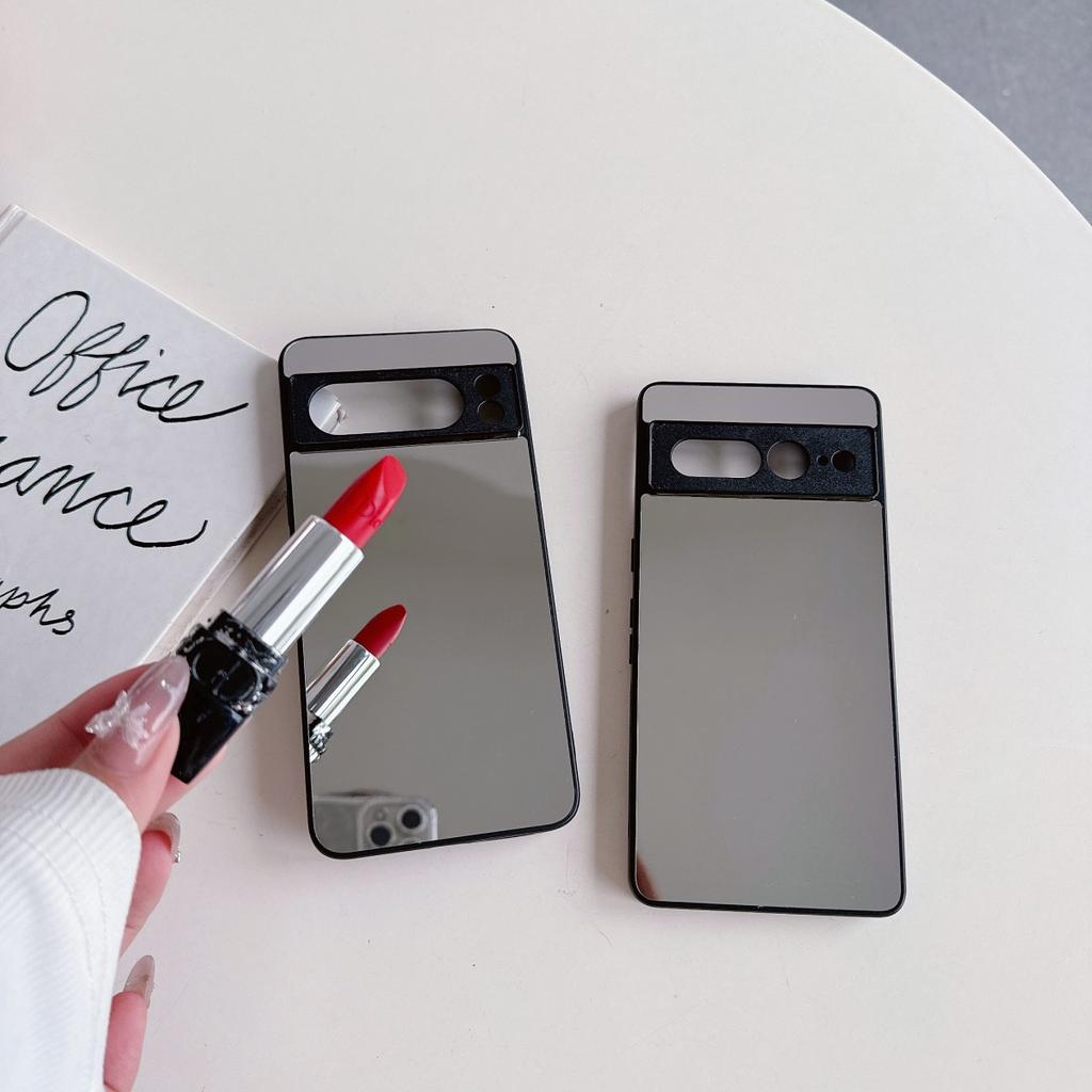 Luxury Make UP Mirror Phone Case For Google Pixel 10 9 8 7 6 Pro XL 9A 8A 7A 6A Shockproof Black Edge Fashion Mirror Back Cover