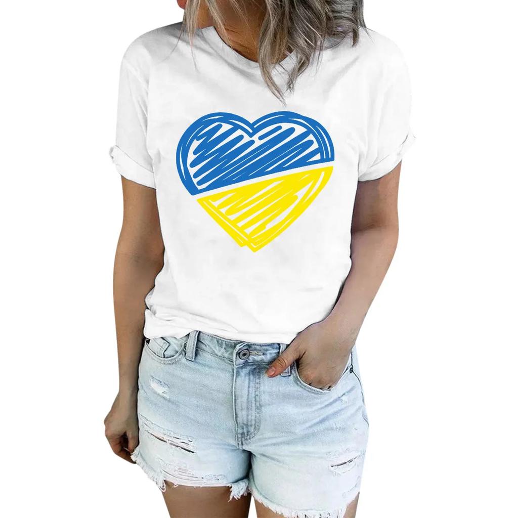 Ukraine Flag Printed Fashion Womens Tshirts Short Sleeve Funny Tops Tees Graphic Unisex T Shirts Women Men Clothing