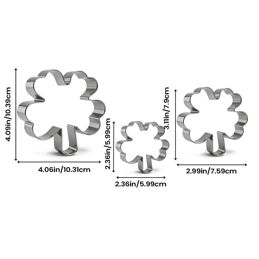 3Pcs Cookie Cutter Patrick's Day Clover Shaped Stainless Steel Mold DIY Cake Sugarcraft Pastry Biscuits Mould  Baking Tool