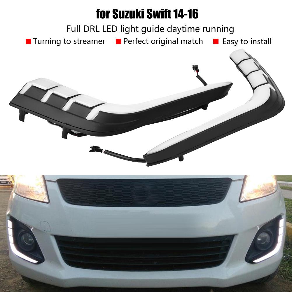 1Pair Car Daytime Running Light Turn Signal 2 Color DRL LED Fog Lamp for Suzuki Swift 14 16