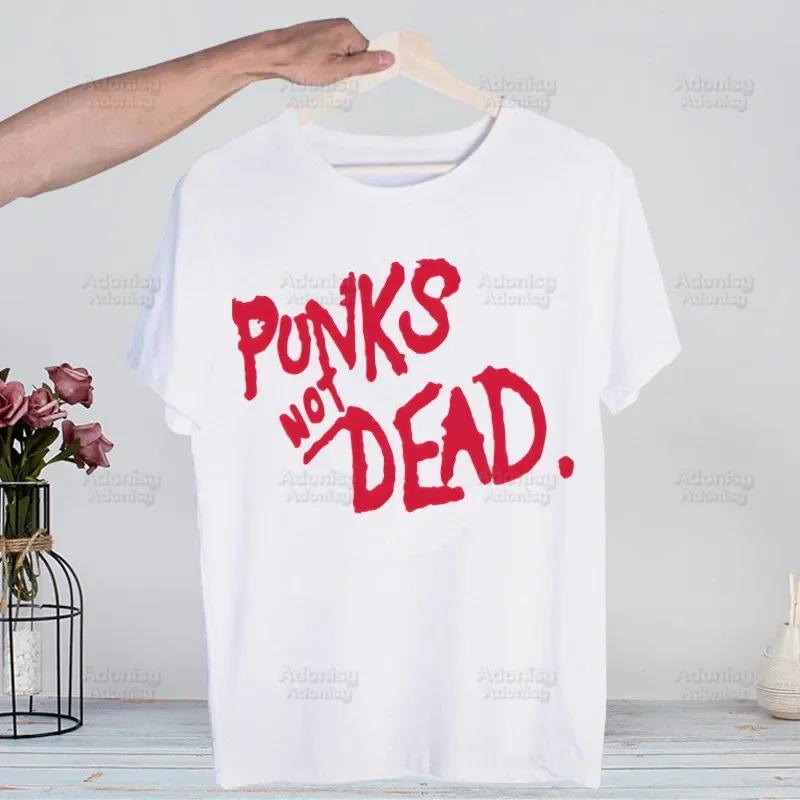 Punks Not Dead Rock T Shirts Print O-Neck Short Sleeve Regular Mens Heigh Quality Men Hip-Hop T Shirt
