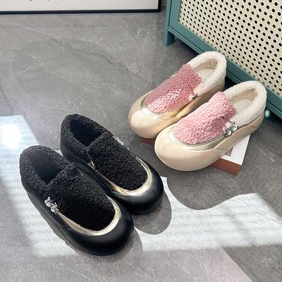 Wygodne damskie buty leniwe na grubej podeszwie 2024 zima nowe ciepłe damskie buty wszechstronne wsuwane buty casualowe FCL9210