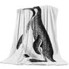 Custom Blanket Home Textile Penguin Cartoon Background Feet Flannel Weighted Blanket Warm Soft Throw Sofa Bed Travel Blankets