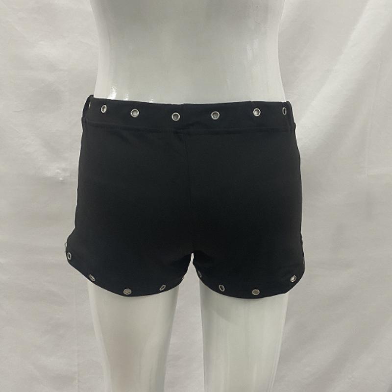 Summer Black Rivet Decoration Personalized Trend Slim Fit Street Fashion Hot Pants
