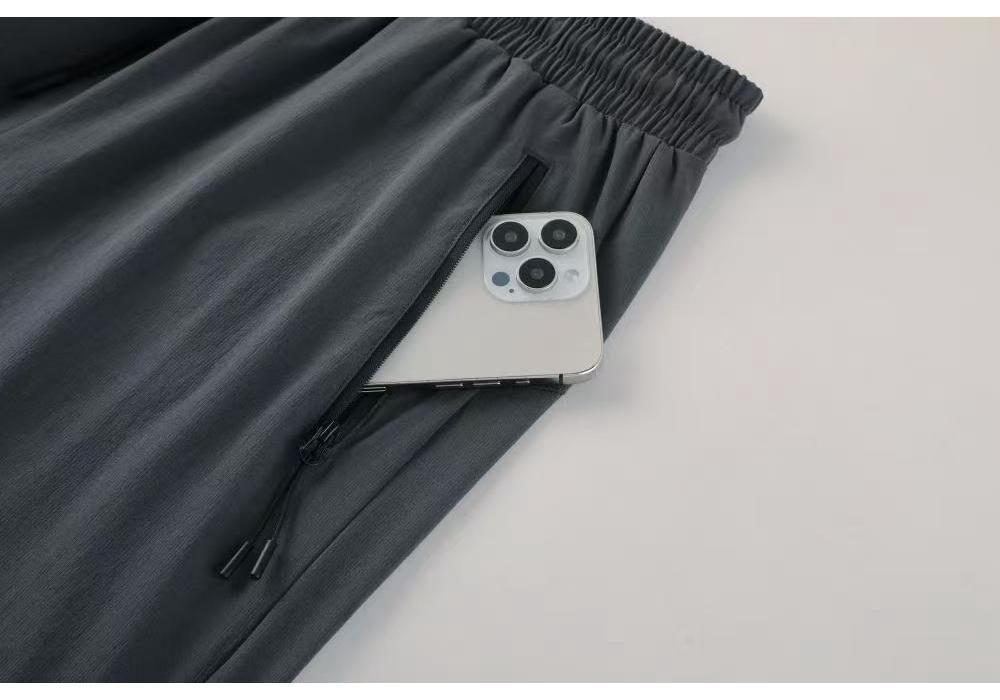 2024 Quick-Dry Men's Solid Color Athletic Pants with Drawstring & Zipper