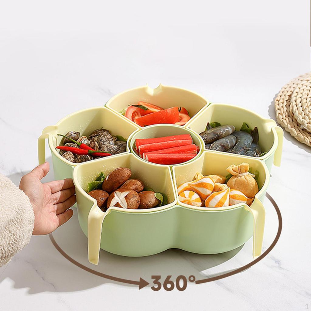 Otočný talíř na jídlo o 360° s přihrádkami pro venkovní akce