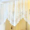Short White Floral Curtain Half Light Filtering Window Treatments Drapes for Cafe Kitchen Living Room Decor