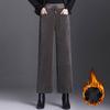 Winter Neue Frauen Einfarbig Mode Elastische Taille Gerade Hosen Frauen High Street Casual Taschen Patchwork Kordelzug Dicke Hose