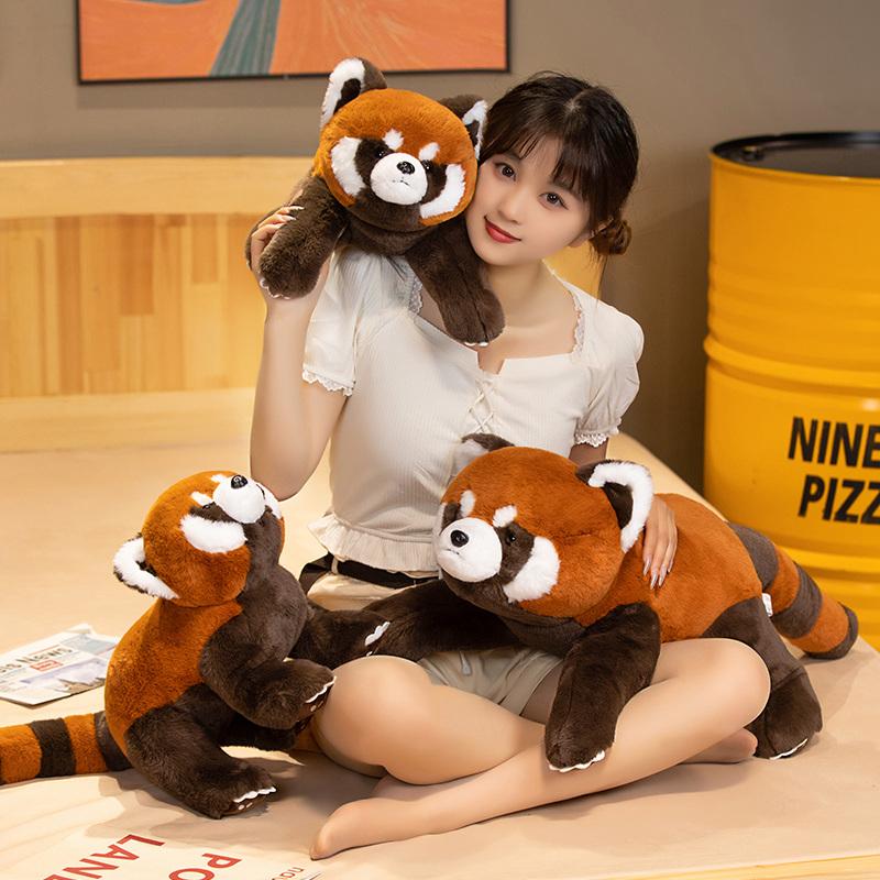 Sitting & Lying Red Panda Plush Toy Stuffed Fluffy Soft Cartoon Zoo Animal Doll Sleeping Companion Friend Gift