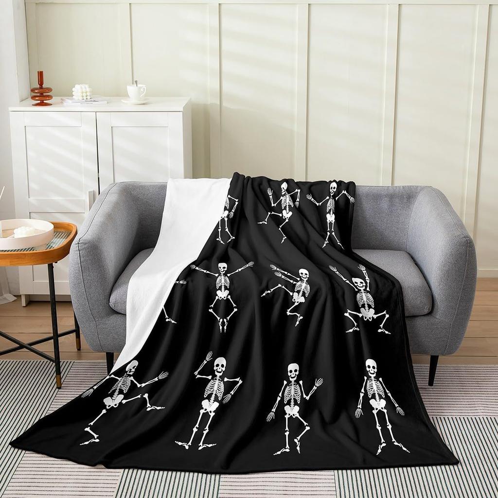 Halloween Fun Skull Dance Plush Blanket All Seasons Suitable for Sofa Bed Office Nap Blanket Cover Blanket