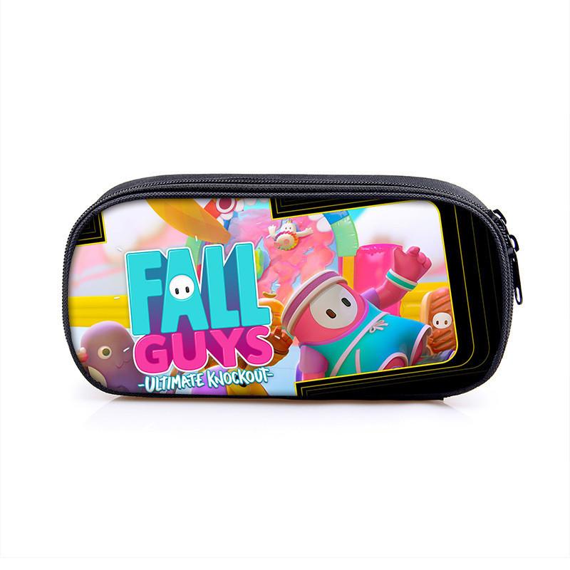 Fall Guys Cartoon Pencil Case For Students With Nylon Material Storage Organizer