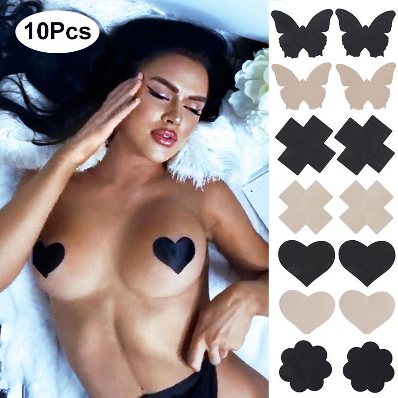 10Pieces=5Pairs Butterfly Flower Self Adhesive Breast Lift Bra Petal Nipple Cover Pad Strapless Bra Pasties