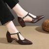 Fashion 2025 Fashion Hollow Women's High Heels Pointed Toe Weave Buckle Strap Chunky Heel Pumps Plus Size Dress & Career Retro Mary Jane