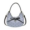 Fashion Bow Handbag for women Sweet Print Metal heart Pendant Underarm pouch Single shoulder Commuting Hand-held Crossbody bag