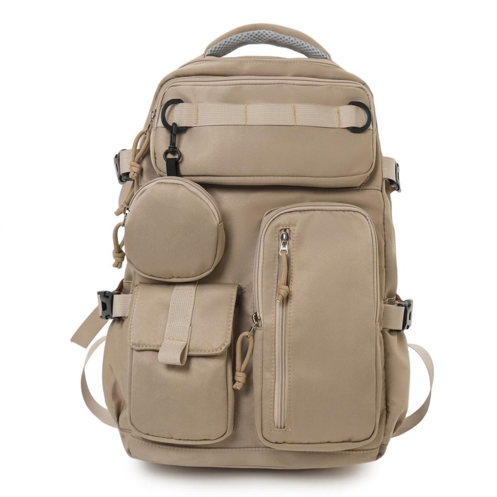 School bag women's backpack college students men and women with the same style multi-pocket large-capacity tooling casual backpack tide