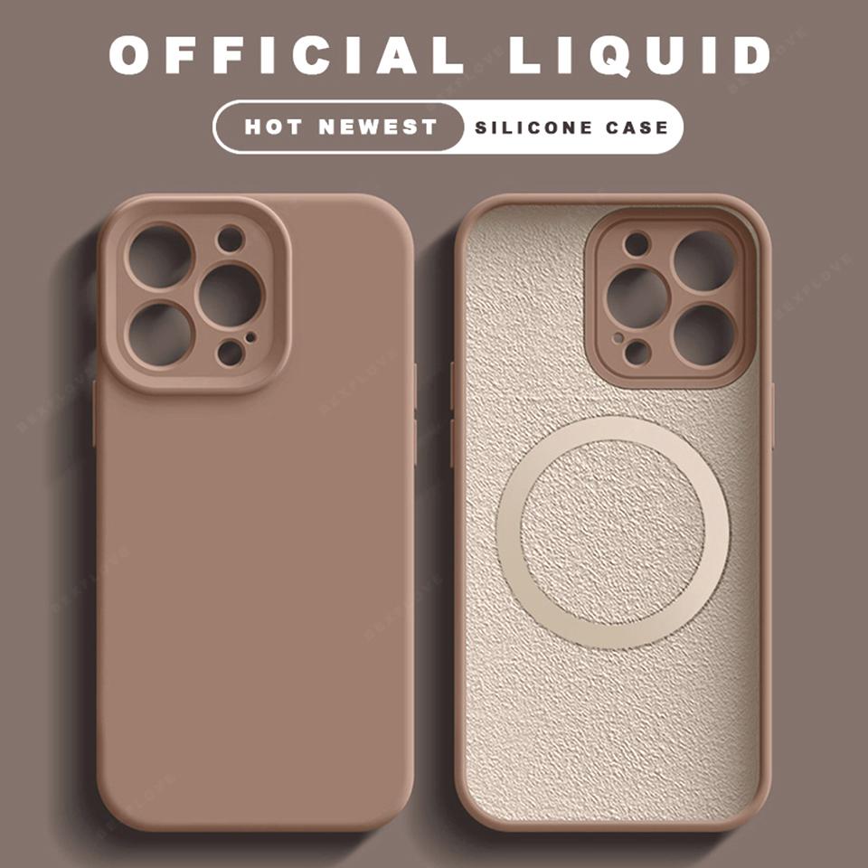 Phone Case For iPhone 16E 16 15 14 Plus 12 13 16 Pro Max Magsafe Liquid Silicone Official Magnetic Charging Protector Soft Cover