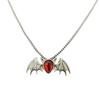 Gothic Vampire Bat Pendant Necklace with Red Accents