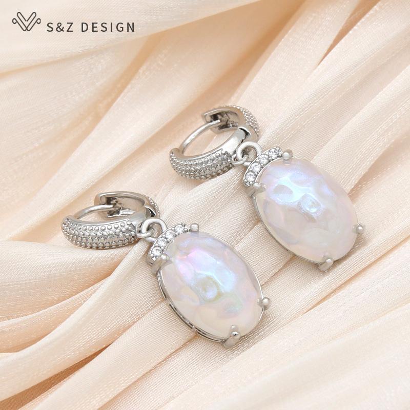 

Модные темпераментные овальные большие красочные серьги-капельки цвета розового золота с цирконием для женщин, свадебные украшения