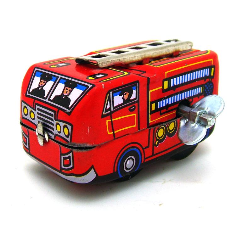 Nostalgic 80s-90s Wind-up Toys: Fire Truck & Locomotive Photography Props
