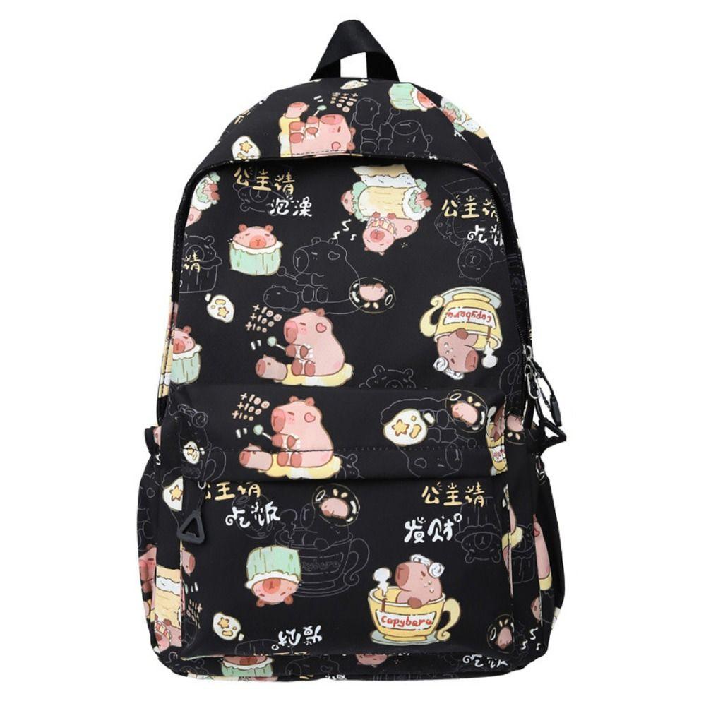 Animal Capybara Backpack Large Capacity Capybara School Bag Portable Capibara Shoulder Bag  Outdoor