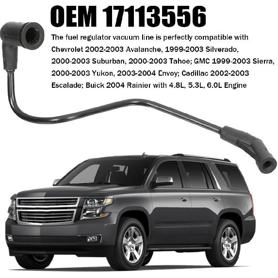 Car Fuel Pressure Regulator Vacuum Hose, OEM#17113556 Automotive Fuel Regulator Vacuum Line Tube for 4.8L 5.3L 6.0L, Universal for Avalanche Yukon
