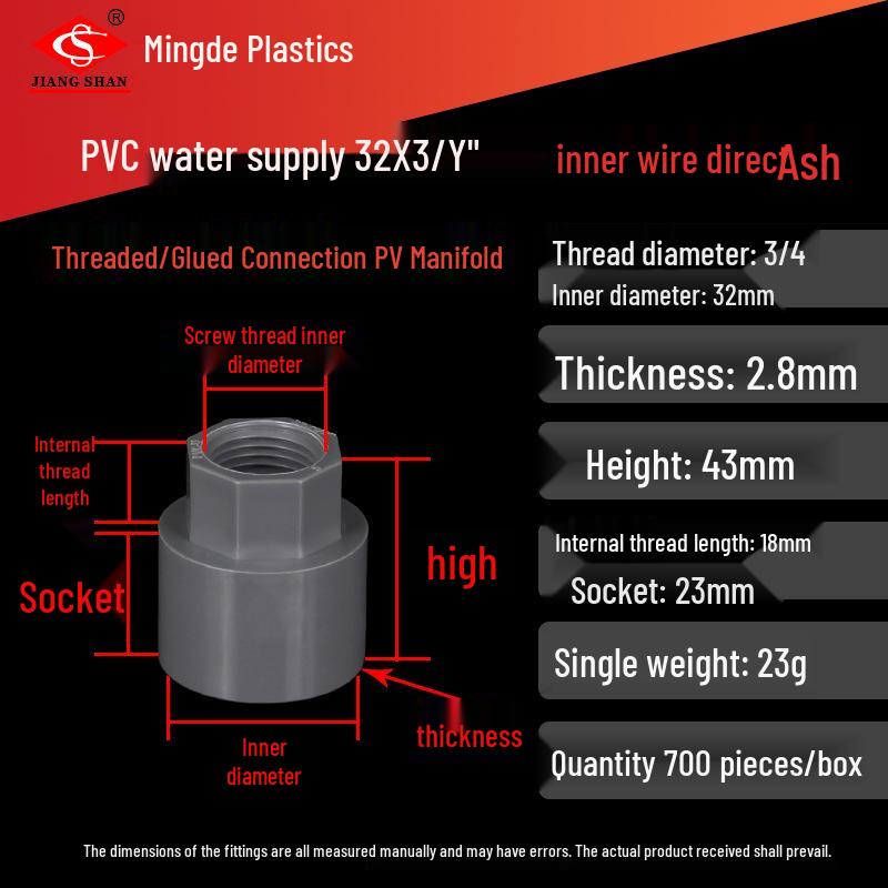 PVC Female Threaded Coupling for Water Pipes - All-Plastic Joint Fittings Accessories