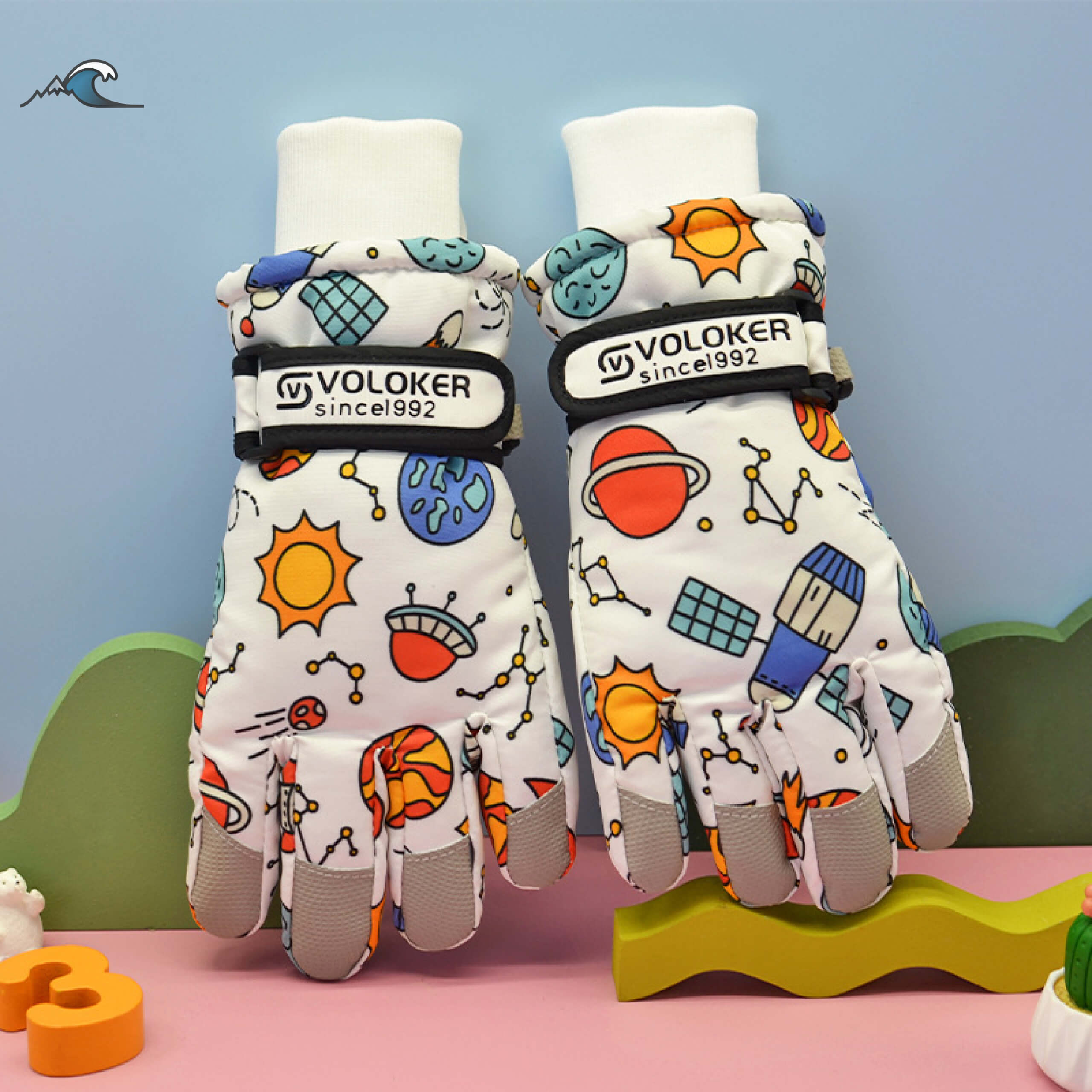 Children s Ski Snow Gloves Winter Thermal Fleece Lined Thickened Non-Slip Waterproof UV Protection Windproof Breathable Split S