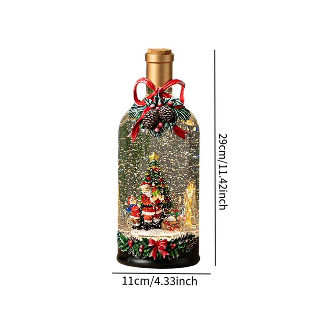 Music Case Christmas Message In A Bottle Christmas Snow Globe Musical Wine Bottle Holiday Ornament For Children'S Birthday Gift