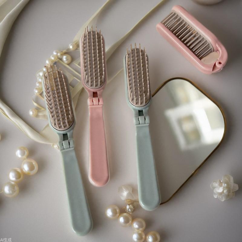 Foldable and Portable Travel Comb Small Accessories Compact Portable Mini Plastic Soft-toothed Hair Comb Long Hair Anti-static