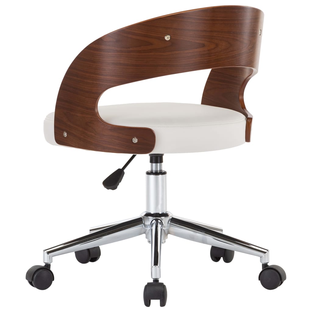 Dining Chair Swivel White Bentwood and Faux Leather