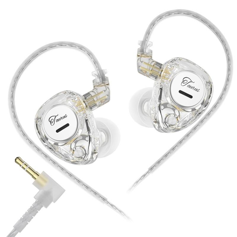 Taurus Double Dynamic Driver Cord Headphones Powerful Bass with Double-Microphones in Ear Monitor Earphones
