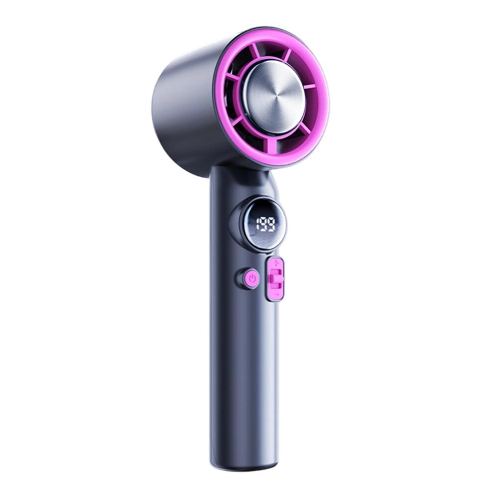 Kompakter USB-Handventilator mit Eis-Kühltechnologie und Digitalanzeige, Lila