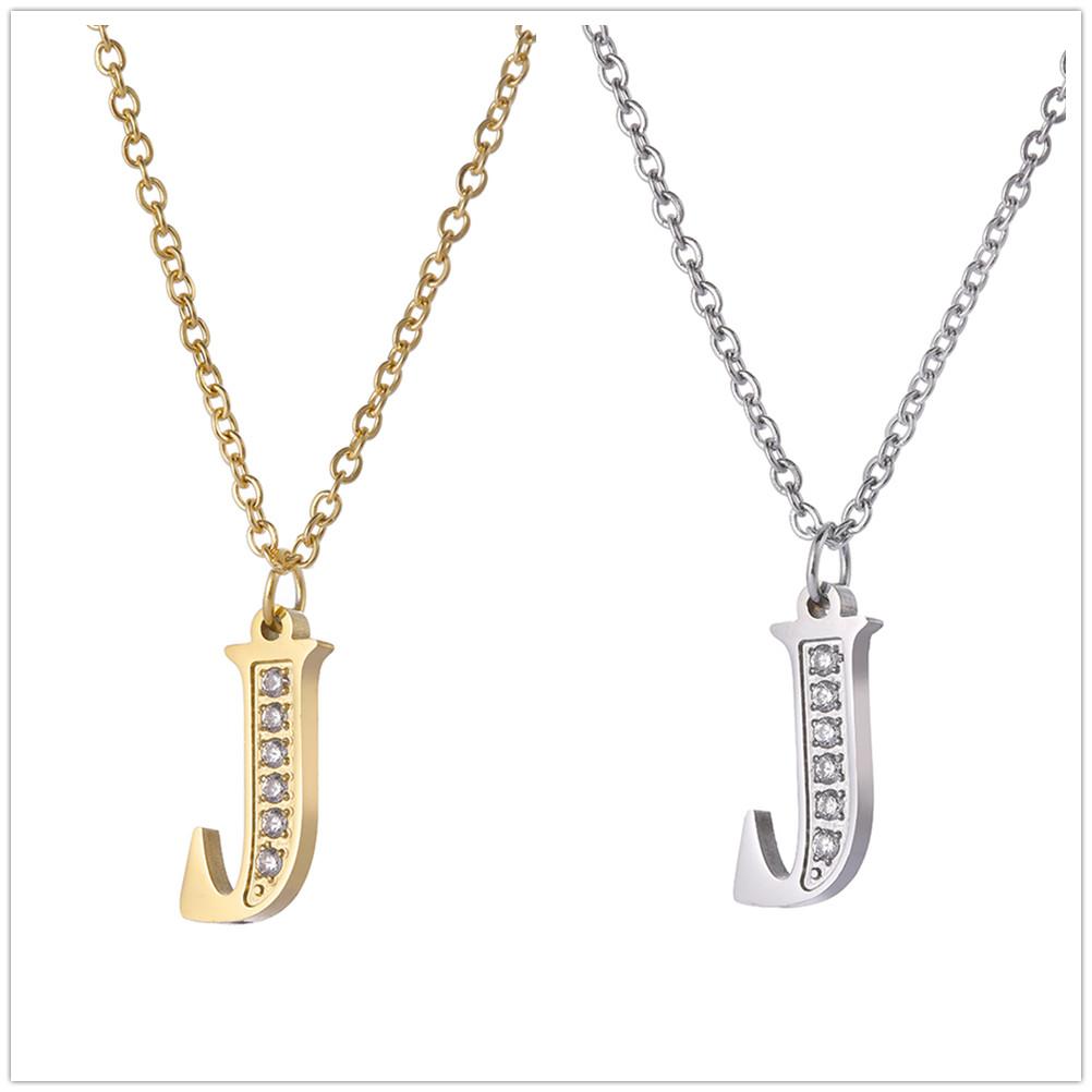 

My Shape A-Z Letters Necklaces Girls Initials Alphabet Gold Color Chains Stainless Steel Rhinestone Name Pendant Choker Jewelry Steel Color&52CM