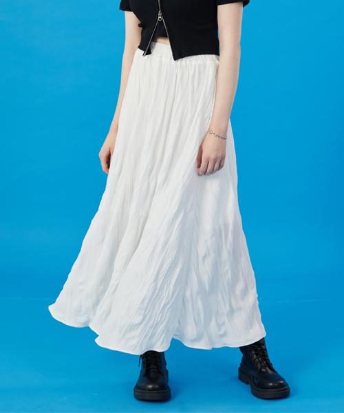 KOLEAT Women Cooling Refrigerator Marmont Pleated Flare Long Skirt [White] Long Skirt Ver.