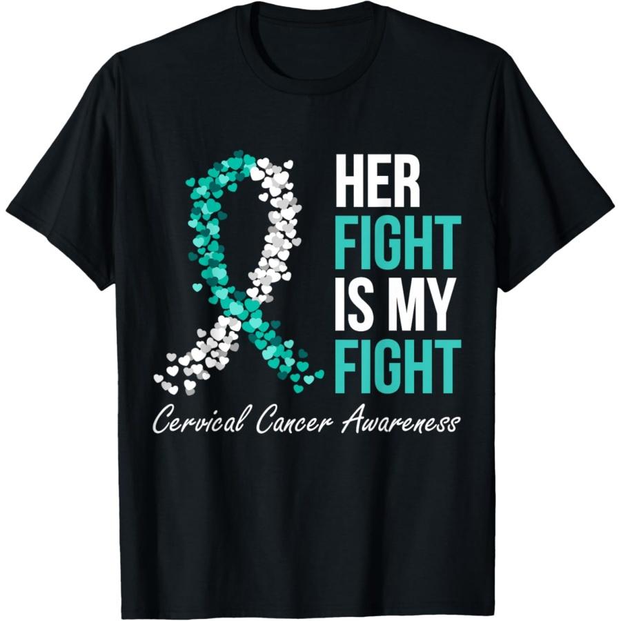 

Cervical Cancer Awareness Her Fight My Fight Family Support T-Shirt XXXXXL чёрный