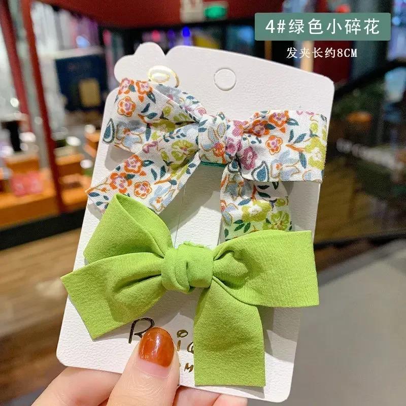 Korean Version of Simple and Fresh Floral Bow Hair Clip for Cute Girls Paired with Princess and Baby Side Clip Accessories