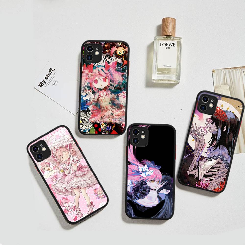 Coques de téléphone pour iPhone 16 15 14 Plus 13 12 11 Pro Max, Housse de téléphone Bumper Mate Oft, Fille Anime Puella Magi Madoka Magica