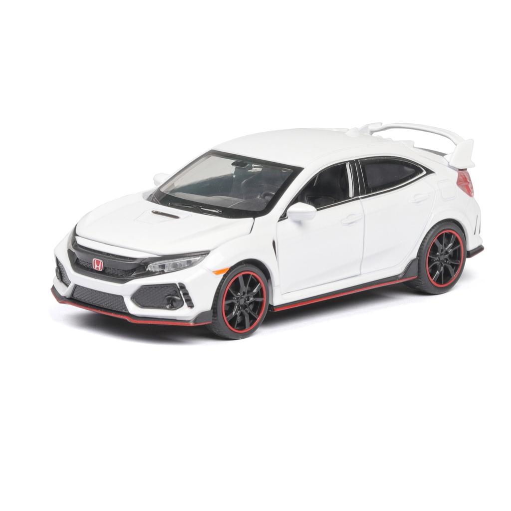 Maßstab 1/32 Honda Civic Type R Spielzeugauto für Kinder Diecast Miniaturmodell Rückzugsantrieb Türen zu öffnen Sound Licht Sammlung Geschenk Jungen