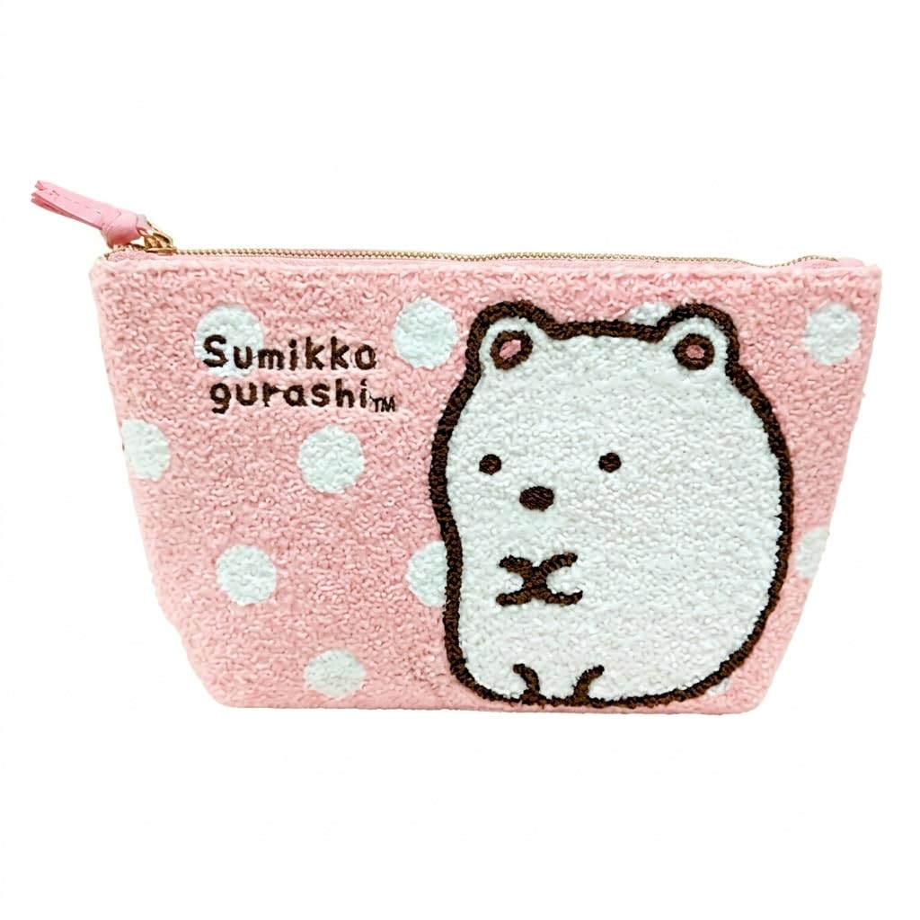 Marimo Craft Sumikko Gurashi Sagara Embroidery Pouch Shirokuma Small Item Pouch Embroidered Pouch Character Goods W250 x H150mm - (Polar Bear) -