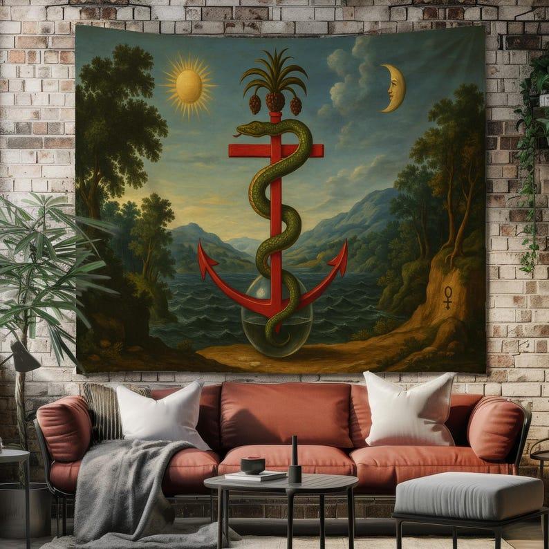 Alchemy symbols tapestry 75x100 чёрный