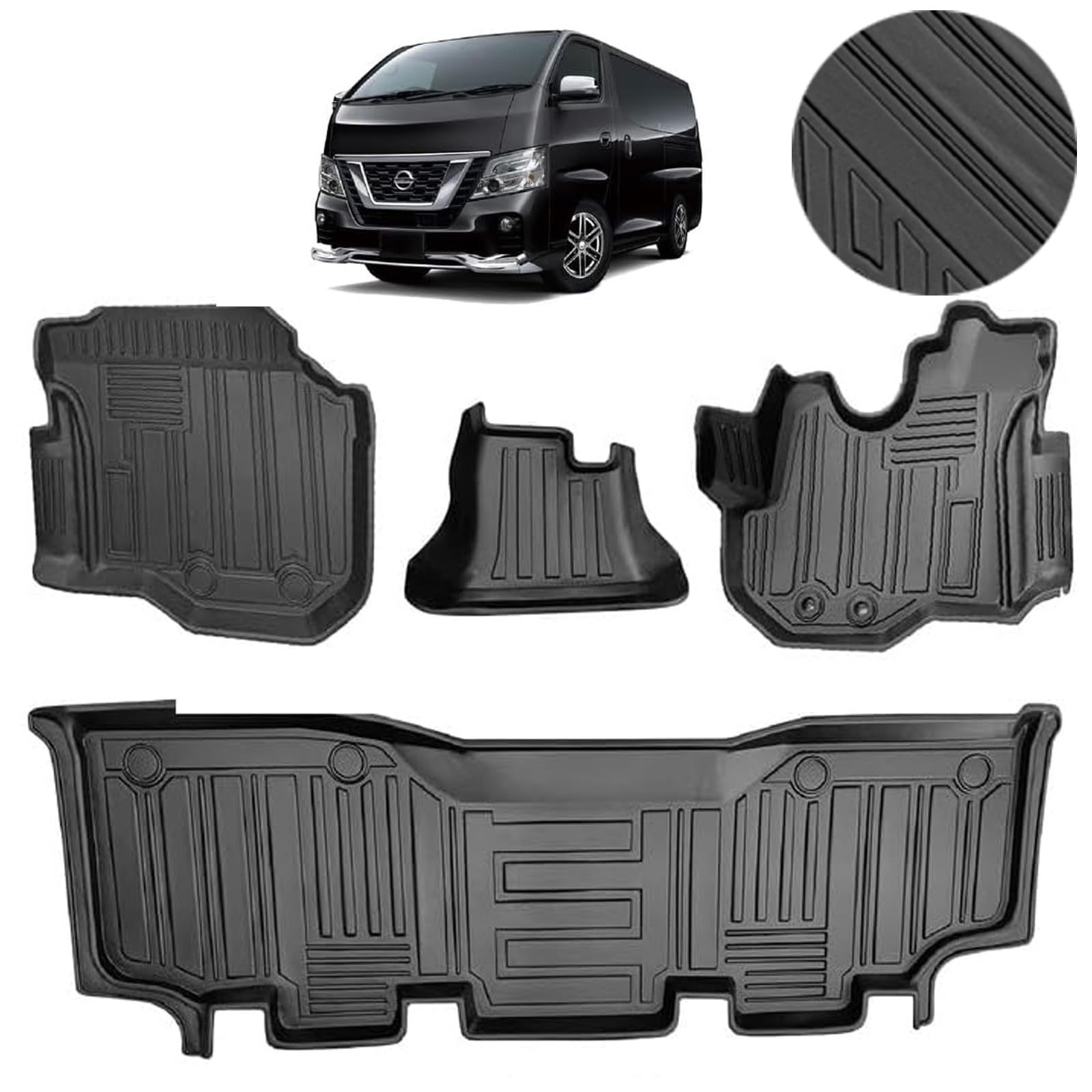 

Совместимо с Nissan NV350 Caravan E26 3D Серия автомобильных ковриков TPE и защитных деталей, Коврики, Материал, Устойчивый к пятнам, Износостойкий,