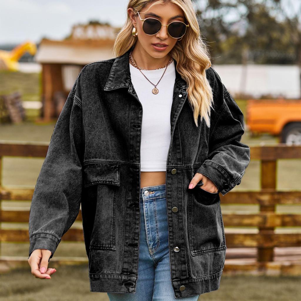 Autumn Women's Long Sleeve Denim Jacket Fashion Loose Versatile Mid-Length Jeans Coat Casual Clothing S-2XL