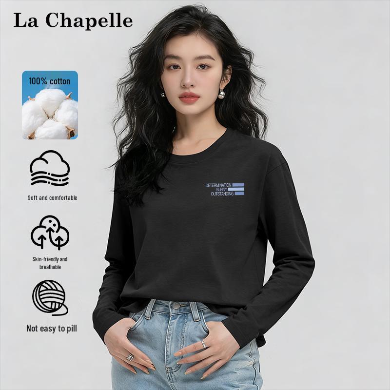 La Chapelle Women's Pure Cotton Gradient Stripe Long-Sleeve T-Shirt