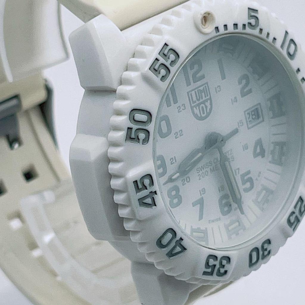 Used Luminox LUMINOX 3050/3950 Navy Seal Whiteout Rubber Belt Quartz Watch White Men's