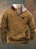 2025 Retro 3D Print Stand Collar Velvet Men's Hoodie for Autumn/Winter