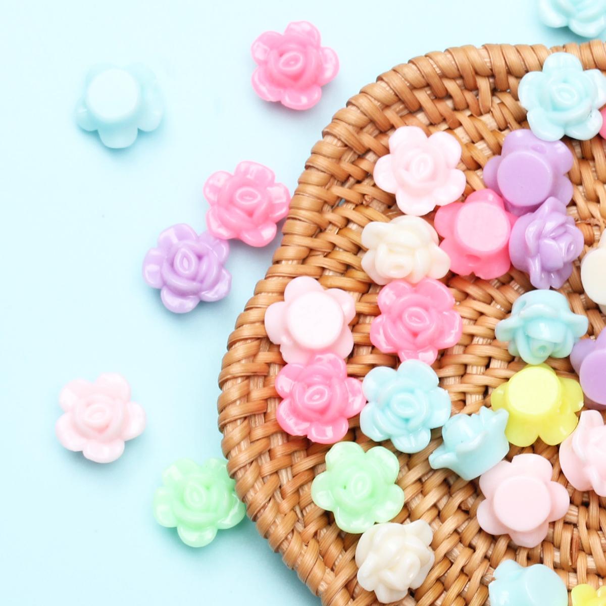 

Home Party Supplies Candy Color DIY Beads 50Pcs Loose Beads Fashion Jewelry Accessories Rose Flower Beads Handmade Material Multicolor