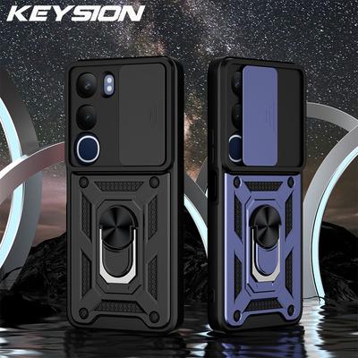 KEYSION Θήκη ανθεκτική σε κραδασμούς για VIVO V40 SE 80W V40 Lite, συρόμενη κάμερα, προστατευτικό δακτυλίου, πίσω κάλυμμα τηλεφώνου για VIVO Y200 5G Y19S