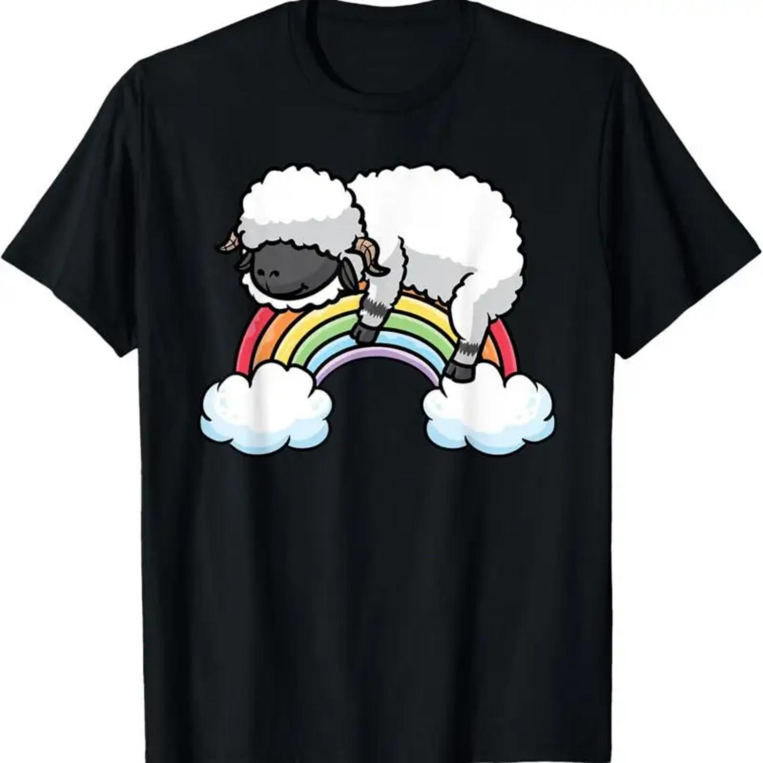 Valais Blacknose Sheep Rainbow Sleeping Pajama Napping T Shirt S