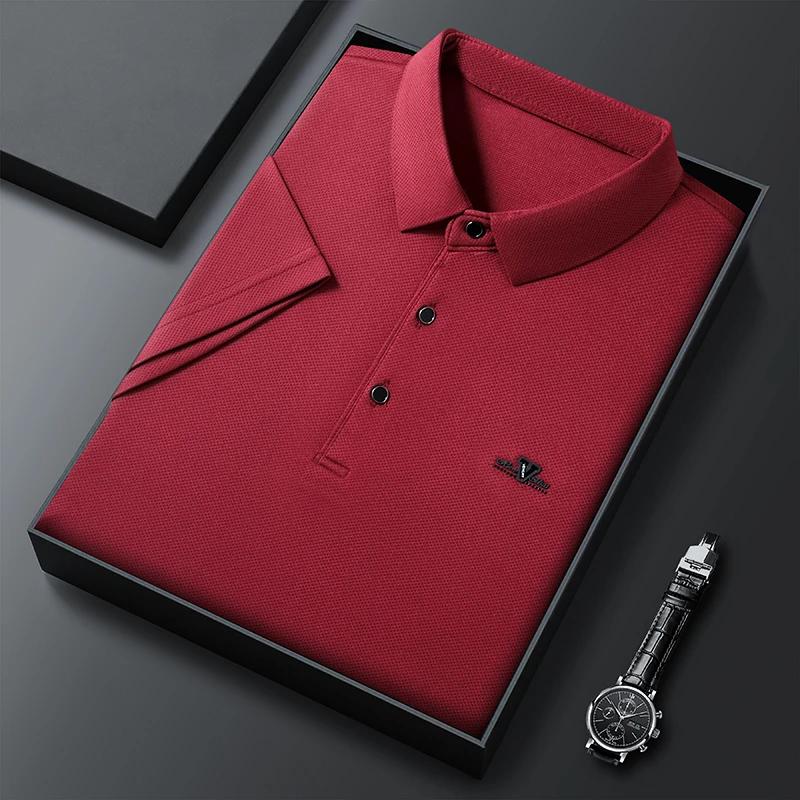 Nová pánská business casual košile s krátkým rukávem s odznakem, jednobarevná polokošile, módní, prodyšná, pohodlná, všestranný top